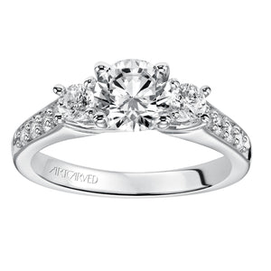 Artcarved Bridal Mounted with CZ Center Classic 3-Stone Engagement Ring Natalia 14K White Gold