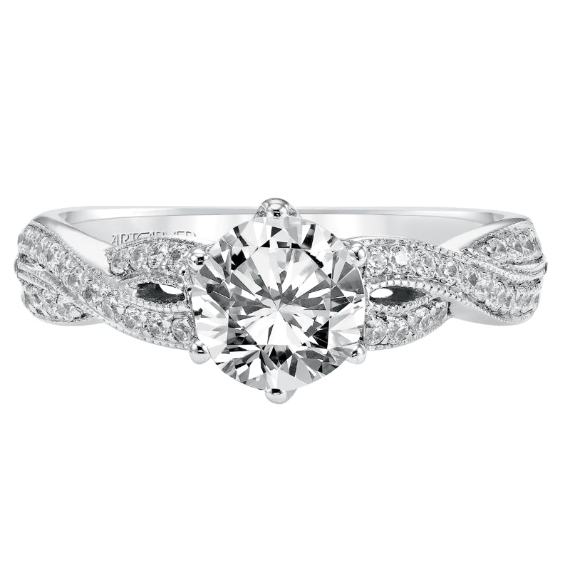 Artcarved Bridal Mounted with CZ Center Contemporary Twist Diamond Engagement Ring Calla 14K Yellow Gold