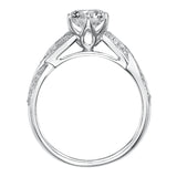 Artcarved Bridal Semi-Mounted with Side Stones Contemporary Twist Diamond Engagement Ring Calla 14K White Gold