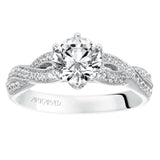 Artcarved Bridal Mounted with CZ Center Contemporary Twist Diamond Engagement Ring Calla 14K Yellow Gold