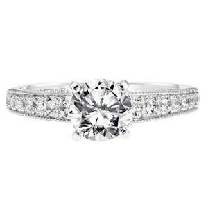 Artcarved Bridal Mounted with CZ Center Vintage Milgrain Diamond Engagement Ring Amelia 14K White Gold