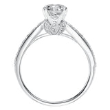 Artcarved Bridal Mounted with CZ Center Vintage Milgrain Diamond Engagement Ring Amelia 14K White Gold