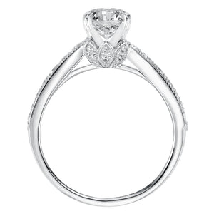Artcarved Bridal Mounted with CZ Center Vintage Milgrain Diamond Engagement Ring Amelia 14K White Gold