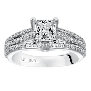 Artcarved Bridal Mounted with CZ Center Classic Diamond Engagement Ring Elizabeth 14K White Gold