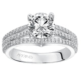 Artcarved Bridal Mounted with CZ Center Classic Diamond Engagement Ring Elizabeth 14K White Gold