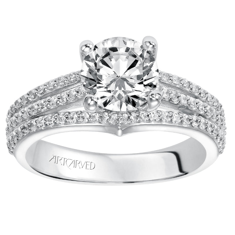 Artcarved Bridal Mounted with CZ Center Classic Diamond Engagement Ring Elizabeth 14K White Gold
