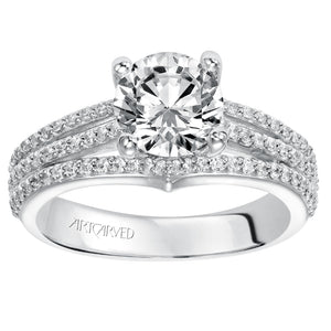 Artcarved Bridal Mounted with CZ Center Classic Diamond Engagement Ring Elizabeth 14K White Gold