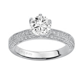 Artcarved Bridal Semi-Mounted with Side Stones Contemporary Engagement Ring Ines 14K White Gold