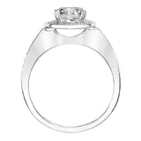 Artcarved Bridal Mounted with CZ Center Classic Halo Engagement Ring Nadia 14K White Gold