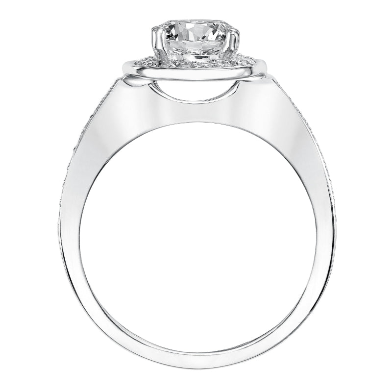 Artcarved Bridal Mounted with CZ Center Classic Halo Engagement Ring Nadia 14K White Gold