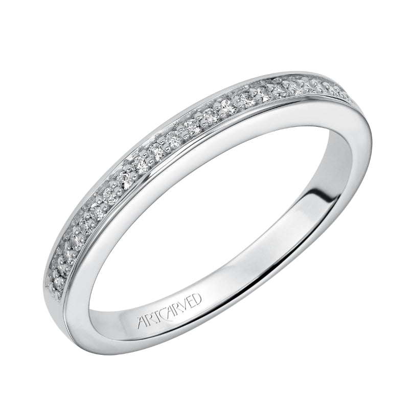 Artcarved Bridal Mounted with Side Stones Classic Diamond Wedding Band Nadia 14K White Gold