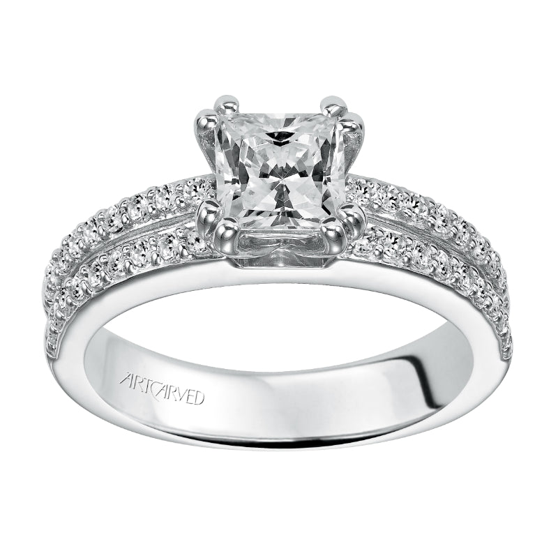 Artcarved Bridal Mounted with CZ Center Classic Engagement Ring Jade 14K White Gold