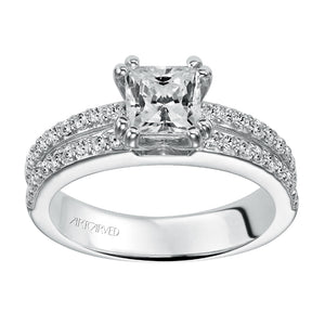 Artcarved Bridal Mounted with CZ Center Classic Engagement Ring Jade 14K White Gold