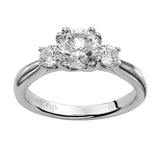 Artcarved Bridal Mounted with CZ Center Classic 3-Stone Engagement Ring Amanda 14K White Gold