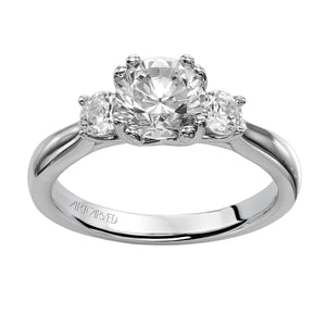 Artcarved Bridal Mounted with CZ Center Classic 3-Stone Engagement Ring Amanda 14K White Gold
