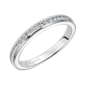 Artcarved Bridal Mounted with Side Stones Classic Diamond Wedding Band Amanda 14K White Gold