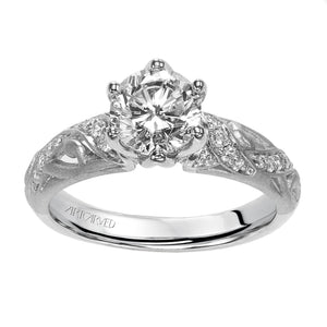 Artcarved Bridal Mounted with CZ Center Vintage Engagement Ring Amy 14K White Gold