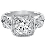 Artcarved Bridal Mounted with CZ Center Vintage Diamond Halo Engagement Ring Madison 14K White Gold