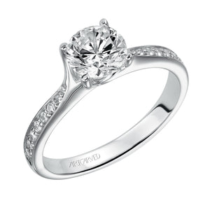 Artcarved Bridal Mounted with CZ Center Classic Diamond Engagement Ring Leah 14K White Gold