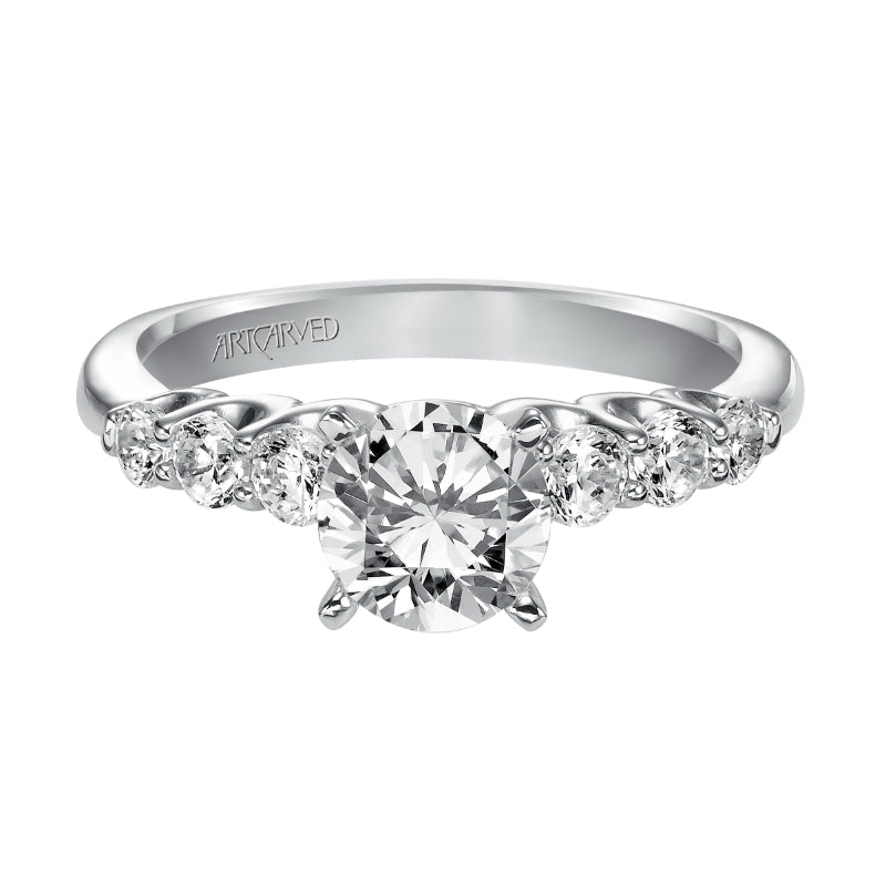 Artcarved Bridal Semi-Mounted with Side Stones Classic 7-Stone Engagement Ring Maddie 14K White Gold