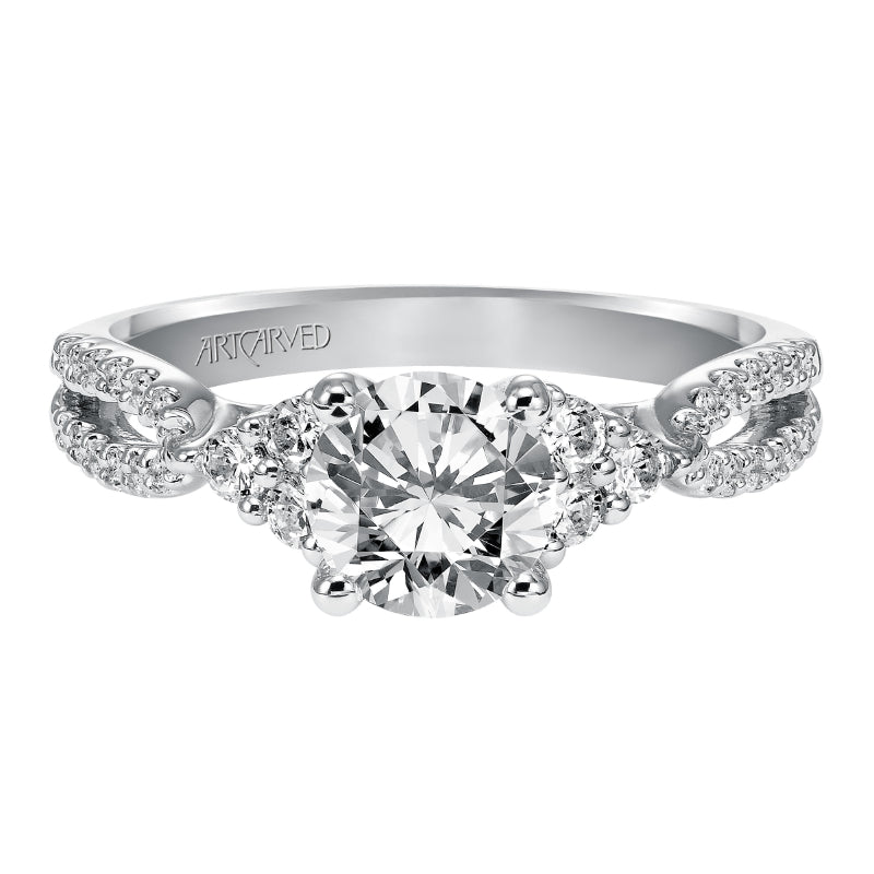 Artcarved Bridal Mounted with CZ Center Classic 7-Stone Engagement Ring Iris 14K White Gold