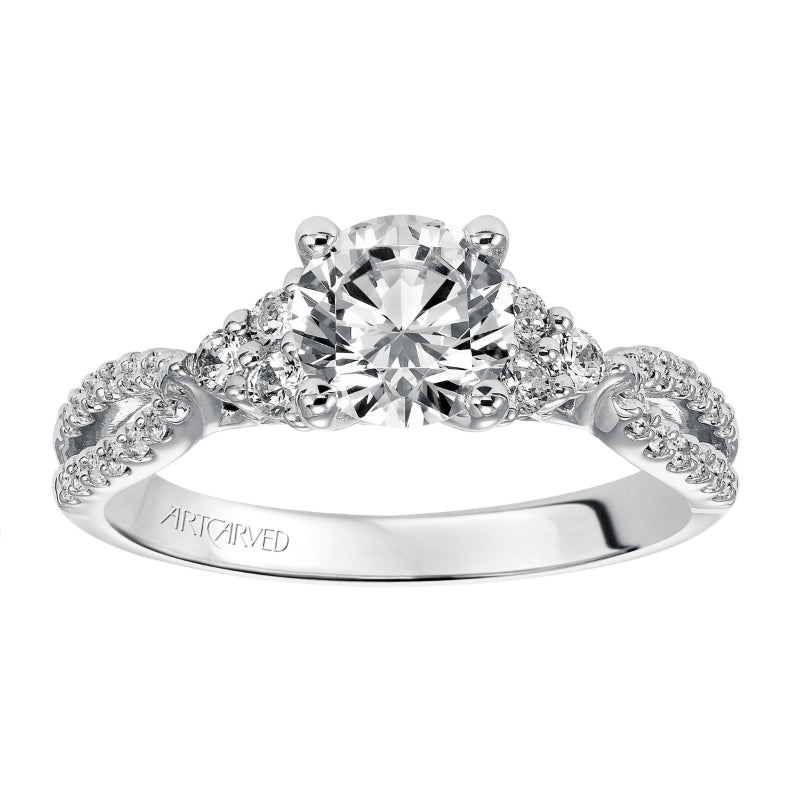 Artcarved Bridal Mounted with CZ Center Classic 7-Stone Engagement Ring Iris 14K White Gold
