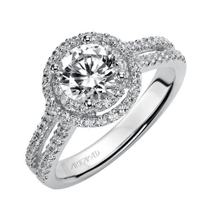 Artcarved Bridal Mounted with CZ Center Classic Halo Engagement Ring Callie 14K White Gold