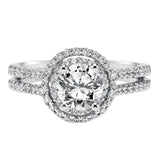 Artcarved Bridal Mounted with CZ Center Classic Halo Engagement Ring Callie 14K White Gold