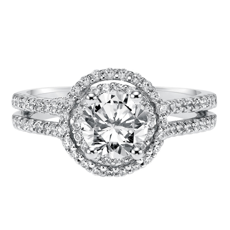 Artcarved Bridal Mounted with CZ Center Classic Halo Engagement Ring Callie 14K White Gold
