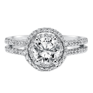 Artcarved Bridal Mounted with CZ Center Classic Halo Engagement Ring Callie 14K White Gold