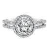 Artcarved Bridal Semi-Mounted with Side Stones Classic Halo Engagement Ring Callie 14K White Gold