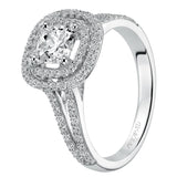 Artcarved Bridal Mounted with CZ Center Classic Halo Engagement Ring Betty 14K White Gold