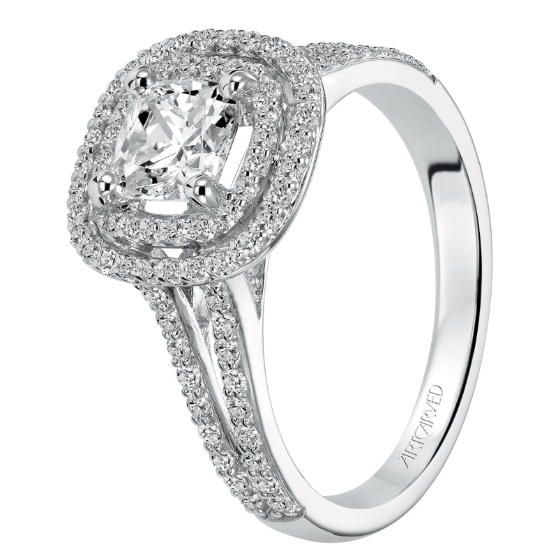 Artcarved Bridal Mounted with CZ Center Classic Halo Engagement Ring Betty 14K White Gold