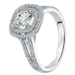 Artcarved Bridal Mounted with CZ Center Classic Halo Engagement Ring Betty 14K White Gold