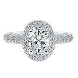 Artcarved Bridal Mounted with CZ Center Classic Pave Halo Engagement Ring Betsy 14K White Gold