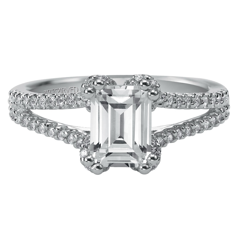 Artcarved Bridal Mounted with CZ Center Classic Engagement Ring Lacey 14K White Gold