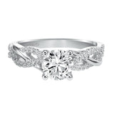 Artcarved Bridal Mounted with CZ Center Contemporary Twist Diamond Engagement Ring Virginia 14K White Gold