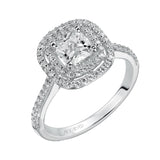 Artcarved Bridal Mounted with CZ Center Classic Halo Engagement Ring Tara 14K White Gold