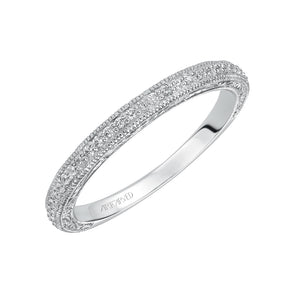 Artcarved Bridal Mounted with Side Stones Vintage Engraved Solitaire Engagement Ring Gretchen 14K White Gold