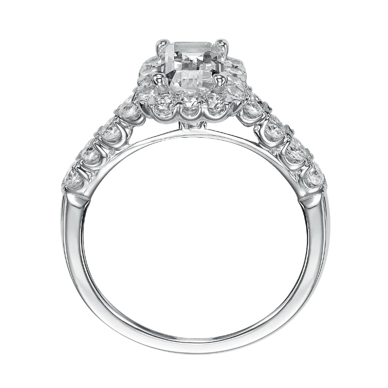 Artcarved Bridal Mounted with CZ Center Classic Halo Engagement Ring Gabby 14K White Gold