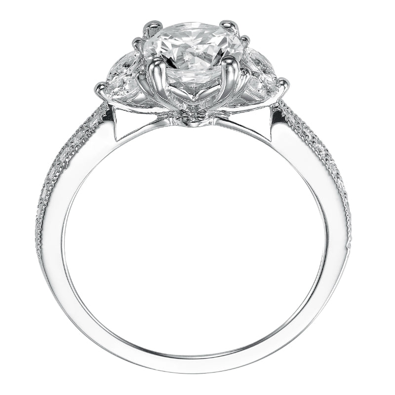 Artcarved Bridal Mounted with CZ Center Vintage Engagement Ring Florence 14K White Gold