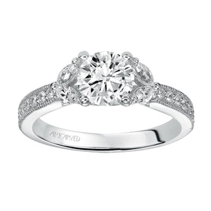 Artcarved Bridal Mounted with CZ Center Vintage Engagement Ring Florence 14K White Gold