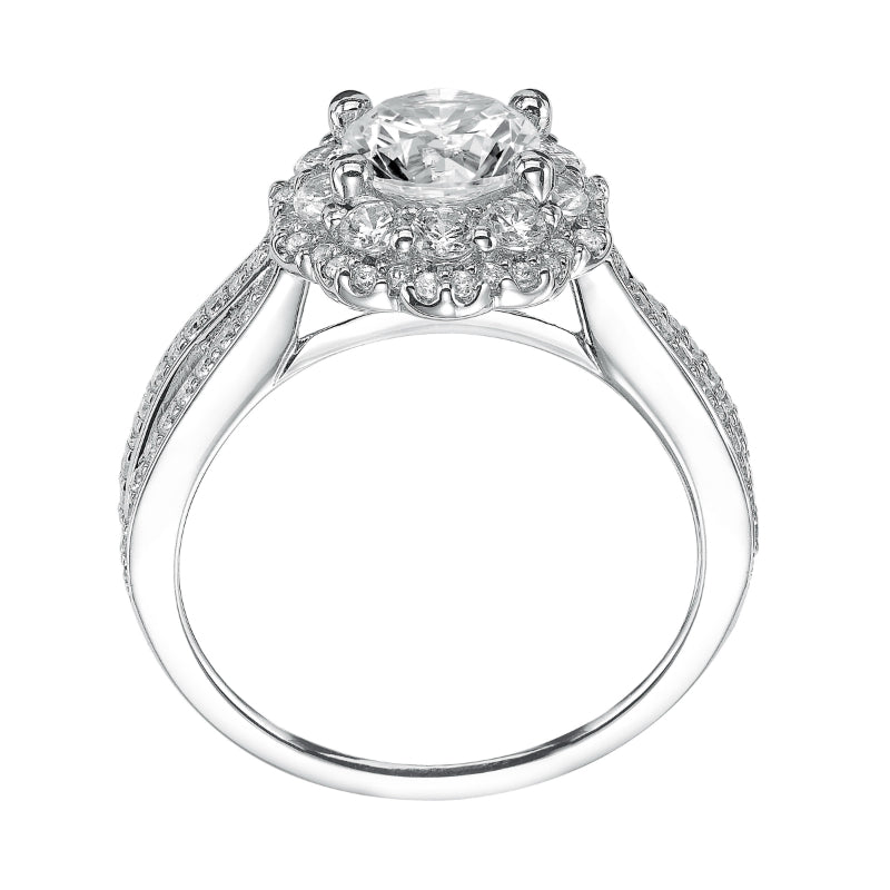 Artcarved Bridal Mounted with CZ Center Contemporary Halo Engagement Ring Flora 14K White Gold