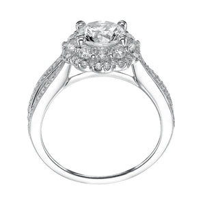Artcarved Bridal Mounted with CZ Center Contemporary Halo Engagement Ring Flora 14K White Gold