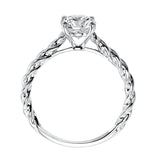 Artcarved Bridal Mounted with CZ Center Contemporary Rope Solitaire Engagement Ring Joanna 14K White Gold