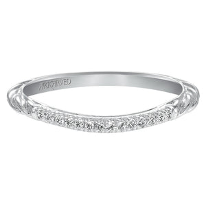 Artcarved Bridal Mounted with Side Stones Contemporary Diamond Wedding Band Regina 14K White Gold
