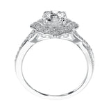 Artcarved Bridal Mounted with CZ Center Vintage Halo Engagement Ring Lucia 14K White Gold