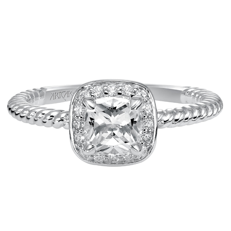 Artcarved Bridal Mounted with CZ Center Contemporary Halo Engagement Ring Darla 14K White Gold