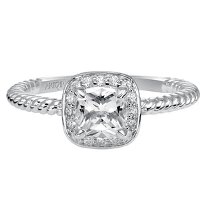 Artcarved Bridal Mounted with CZ Center Contemporary Halo Engagement Ring Darla 14K White Gold