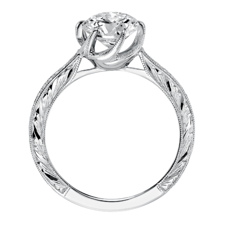 Artcarved Bridal Mounted with CZ Center Vintage Vintage Engagement Ring Veva 14K White Gold